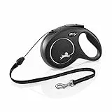flexi® Classic M Seil 8 m schwarz, Roll-Leine für Hunde bis 20 kg