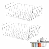 miaomiao 2 Stück Unterregal Hängekorb, Aufbewahrungskorb aus Metall, Regal Unter Schrank Hängekorbs, Einhängekorb Regaleinhängekorb für Küche, Speisekammer, Büro, Schreibtisch (Weiße)