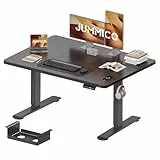JUMMICO Höhenverstellbarer Schreibtisch 140 x 70 cm mit Kabelwanne, Höhenverstellbar Elektrisch Stehpult mit USB-Buchse, Computertisch, Ergonomischer Steh-Sitz Tisch, Bürotisch, Schwarz