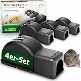 GARDIGO® Mausefalle im 4er Pack | Versteckte Schlagfalle in Kunststoffgehäuse | Schutz für Haustiere bei Mäusebekämpfung | Wiederverwendbare & hygienische Schlagmausefalle | Nagetierbekämpfung