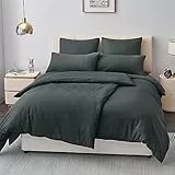 Aisbo Bettwäsche 135x200 4teilig Grau - 90gsm Mikrofaser Bettwäsche-Sets Anthrazit mit Reißverschluss, ÖKO-TEX Bettbezug 135 x 200 cm 4tlg mit Kissenbezug 40x80 cm, Weich und Bügelfrei