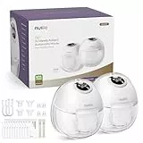 Nuliie Milchpumpe Elektrisch tragbare S32, Elektrische milchpumpe freihändig 4 Modi 9 Stufen mit 18/21/24 mm komfortabler Flansch, Privat, mit Ersatzzubehör im Lieferumfang (2Packs, Weiß)