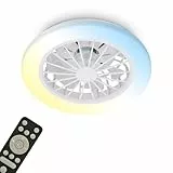 BRILONER - LED Deckenventilator mit Beleuchtung, Fernbedienung, Leiser DC-Motor, 5 Geschwindigkeiten, CCT, Dimmbar, Lampe mit Ventilator, LED Deckenleuchte, Deckenlampe Ventilator, 38 cm, Weiß