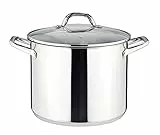 Linnuo Topf 10l mit Glasdeckel, Edelstahltopf, Griff nicht heiß | Topf Induktion geeignet, Stabiler Boden für alle Herdearten | Kochtopf groß, als Suppentopf Kartoffeltopf Nudeltopf | Cooking Pot