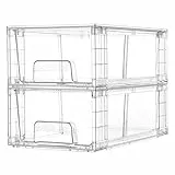 Vtopmart Stapelbare Schubladen-Organizer aus transparentem Acryl mit Griffen, einfache Montage von Behältern für Kühlschrank, Bad, Küchenunterschrank, Schrank, Speisekammer, Organisation und