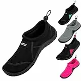 BESTIF Badeschuhe Herren Damen | Schwimmschuhe Neopren Wasserschuhe Kordelzug | Leicht und Bequem | Gr. 36-45 (Schwarz, 38)