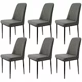 Durrafy Esszimmerstühle 6er Set mit Kunstleder Bezug Ergonomischer Stuhl für Esszimmer Hoher Rückenlehne Bequemer Polsterstuhl Moderner Küchenstuhl Grau
