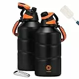 Fjbottle Edelstahl Trinkflasche 1900ML mit Magnetischem Deckel, BPA FREI auslaufsichere Doppelwandig Termo Metall Flasche - Kohlensäure geeignet Sport Wasserflasche für Uni, Fitness, Camping, Outdoor