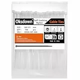 Oksdown Kabelbinder 100 Stück Weiß 100 mm × 2,5 mm mit 8,1 kg Zugfestigkeit kleine Größe UV-Beständig Nylon Kunststoff Cable Zip Ties Set