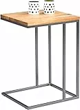 M2 Kollektion Beistelltisch Finn, Gestell Metall Edelstahloptik, Deckplatte Wildeiche massiv geölt, 22mm, stabverleimt