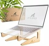 Laptop Ständer Holz Bambus – Laptopständer für MacBook & Notebook Ständer – Laptop Halterung Schreibtisch Ergonomisch – Erhöhung für Schreibtisch 10–15 Zoll