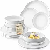 SÄNGER |Tafelservice Marlo weiß, 18-teiliges Geschirrset für 6 Personen aus Porzellan, Speise-, Dessert- & Schalen, moderne Form, spülmaschinenfest, Essgeschirr, Teller Set PREMIUM COLLECTION