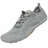 SAGUARO Barfußschuhe Herren Barfuss Schuhe Damen Sommer Barefoot Shoes Leicht Atmungsaktive Barfussschuhe Outdoor Zehenschuhe für Männer Frauen, Stricken Grau, 44 EU