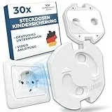 Hoffenbach 30x Steckdosen Kindersicherung – Steckdosensicherung mit Drehmechanik – Schutz für Babys & Kinder – Steckdosenschutz verhindert Unfälle & Stromschläge – Steckdose Kinderschutz – Weiß
