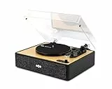House of Marley Rise Up Bluetooth Plattenspieler - 3-Gang Schallplattenspieler mit integrierten Lautsprechern, 2-Wege-Streaming, Bambus-Finish & Dust Cover, nachhaltig gefertigter Vinyl-Player