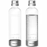 Philips Kohlensäureflaschen, 1 l, Doppelpack, wiederverwendbare PET-Sprudelwasserflaschen, kompatibel mit Philips Sprudelwasserbereiter, 2 Stück