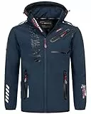 Geographical Norway Herren Herbst Winter Jacke Softshell Jacke Outdoor Regen Übergangs, Farbe:Navy-Schwarz, Größe:XXL
