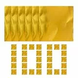 Blattgold Zum Basteln Set, 100 Stück Folia Prägefolie Bastelfolie Aluminiumfolie Geprägte Bastelbögen Quadratische 10x10cm, Doppelseitige Prägefolie Gold Silber Für Handarbeiten Prägedruck Scrapboo