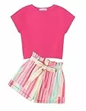 Arshiner Mädchen Tshirt mit Shorts Set Sommer Kinder Bekleidungssets Freizeit Mode Tank Top Zweiteiliges Kleidung Sets für Mädchen 8-9 Jahre