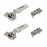 2 x siwitec Blum CLIP top BLUMOTION 110° Scharnier zum Anschrauben mit Feder, Softclose, vernickelt, Eckanschlag, inkl. geraden Exzenter-Montageplatten