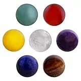 Morella 7 Steinkugeln Edelstein Set 16 mm Chakren Kugeln für Halsketten-Anhänger mit Schmuckbeutel