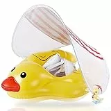 EDWEKIN® Einzigartiger Baby Schwimmtrainer mit abnehmbarem Sonnendach, Ente Schwimmring Baby, Baby Schwimmhilfe mit Sonnenschutz, Schwimmreifen für Babys, Kleinkinder, S (QuackiPlus S)