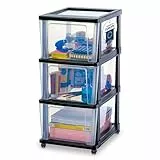 Iris Ohyama, Rollcontainer Kunststoff auf Rollen, 3 Grosse Schubladen, Schwarz, Leichtes Öffnen, Aufbewahrung, für Schreibtisch, Garage, Organizer, Schrank, BPA-frei, KMC-303