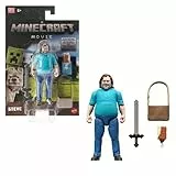 Mattel Minecraft Actionfigur- und Zubehörset, 10 cm große, bewegliche Sammelfigur Steve, inspiriert von Ein Minecraft Film, JFR57, [Mehrfarbig]