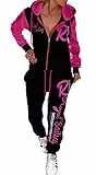 Unbekannt Jaylvis Damen Sportanzug Jogginganzug Trainingsanzug A.Royal Sailing A.2255 (Schwarz-Pink, S (fällt aus wie 38))