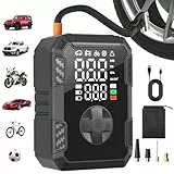 Oasser Elektrische Luftpumpe 10,3 Bar Fahrrad Akku Pumpe Tragbar mit 5 Modi LED Licht 19 Zylinder für E-Bike Autoreifen Motorrad Ball