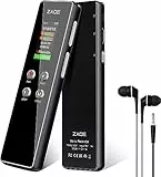 64GB Digitales Diktiergerät, 1536 Kbps Diktiergerät Mini mit A-B-Wiederholung, Diktiergerät mit Spracherkennung Password USB Wiederaufladbar, Stereo HD Aufnahmegerät für Vorträge Meetings (ZAQE-A55)