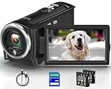 FANQUTU Camcorder Videokamera 2.7K 56MP Vlogging Camera für YouTube, 16X Digitalzoom 2,8 Zoll 270 Grad Drehung LCD -Bildschirm Camcorder mit LED-Fülllicht, 32 GB SD -Karte und Batterien