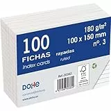 Dohe Karteikarten aus Karton, liniert, 100 Stück, Notizkarten, Größe A6 (15 x 10 cm), 180 g, Nr. 3, Büromaterial, Weiß