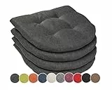 sunnypillow 4er Set Stuhlkissen 40x40 cm - Sitzkissen Stuhl 5cm dick - Sitzpolster für Stühle, Bänke in Haus und Garten - Indoor, Outdoor Auflage für Esszimmerstuhl oder Küche - Anthrazit - Made in EU