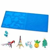 3D Stift Vorlage, 3D Stift Zubehör Große Silikon Matte 3D Druckstift Vorlage mit 2 Fingerschutz für Kind und Anfänger 3D-Stiftkünstler, Blau 41,2 x 20,3cm