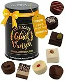 Hallingers Genuss Manufaktur Pralinen Glückwunsch-Geschenk - ohne Alkohol, handmade aus Confiserie-Edelkakao in wertiger Geschenkdose 'Herzlichen Glüc...', Geschenkidee für Frauen Männer