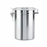 TOPBATHY Kaffeedose aus Edelstahl, 1,06 L Vorratsdose mit Transparentem Clipdeckel, Behälter für Kaffeebohnen, Kaffeepulver, Tee und Trockene Lebensmittel, Silber