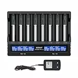 XTAR VC8 Plus Prozessor Ladegerät für 8 x Li-Ion und NiMH Akkus Universal Akku18650 Ladegerät 8 Slot LCD-Bildschirm mit EU Ladegerät