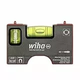Wiha Mini Wasserwaage Pocket I 10 cm mit Magnet I Elektriker Werkzeug für Steckdose I Horizontale 4-Ring-Libelle + vertikale Libelle für präzises Ausrichten I Magnetwasserwaage (46957)