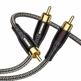 RAWAUX Cinch Audio Y Kabel Vergoldete Cinch 1 Stecker auf 2 Stecker Stereo Subwoofer Kabel RCA Audio Y Splitter für Verstärker, HDTV, Lautsprecher und Heimkino (1M)