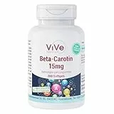 Beta-Carotin 15mg - 200 Softgels - 15mg pro Tag (entspricht 25.000 I.E.) - Hochdosiert - für mehr als 6 Monate - Qualität aus Deutschland - ViVe Supplements