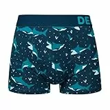 Dedoles Boxershorts Herren Unterwäsche Trunks Baumwolle lustige Designs Dinosaurier Hamster Spiele Maulwurf Geschenk, Farbe: Blau, Motiv: Blauer Hai (Gekürzte Boxershorts), Gr. L