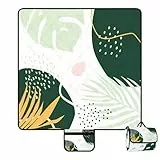 Jopee Picknickdecke Wasserdicht, 200x200 cm Waschbare Campingdecke mit Griff, Groß Outdoor Stranddecke für 4-6 Personen, Tragbar Isoliert Strandmatte für Camping, Wandern, Strandpark - Grün Blätter