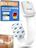 ADLERSFELD® 10x Kindersicherung Schrank - (Mit 3M Kleber) Schranksicherung Baby - Längenverstellbare Schubladensicherung Baby für Schränke, Kühlschrank, Tür - Kindersicherung Schubladen Kinder Weiß
