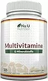 Multivitamin- und Mineralienformel – 365 Tabletten von Nu U Nutrition (Versorgung für bis zu 1 Jahr) – 24 Vitamine und Mineralien, für Männer und Frauen, für Vegetarier geeignet