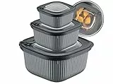 uandu Frischhaltedosen mit Deckel, Mikrowellen Geschirr 3er Set, Vorratsdosen Luftdicht Set, Meal Prep Boxen, BPA- Freie Plastikbox mit Deckel
