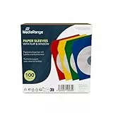 MediaRange BOX67 Papiertaschen für 1 Disc, mit Lasche und Sichtfenster, farbig sortiert, 100er Pack