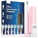 Elektrische Zahnbürste Schallzahnbürste für Erwachsene - Whitening Ultraschall Zahnbürsten Elektrisch mit Reiseetui und Ladestation, Electric Toothbrush Mit 8 Bürstenköpfe, 5 Putzmodi, 40000VPM