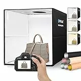 PULUZ Fotobox 40x40cm, Faltbare Photo Studio Set mit Dimmbaren 3 Farben Temperaturen 160 LED Beleuchtung 6500K & 12 Foto-Hintergründe Lichtzelte for produktfotografie