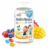 Multivitamin Jelly Beans für Kinder | Vegan | Optimal für Kinder ab 4 Jahren | Mit Blaubeer-, Mango- und Himbeergeschmack | EuRho® Vital – Made in Germany | 90 Stück